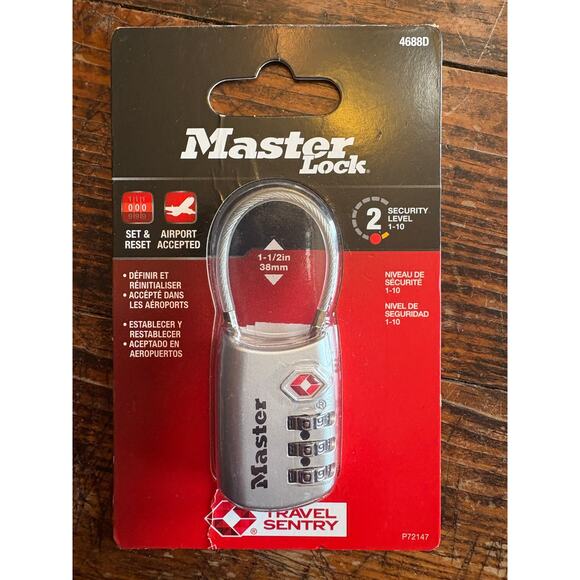 Set of 2 Master Lock Padlock, Set Your Own Combo Locks for Luggage, Travel - Picture 3 of 4